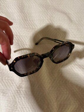The John Dalia Geometric Oversized Tortoise Shell Sunglasses with Gradient Gray